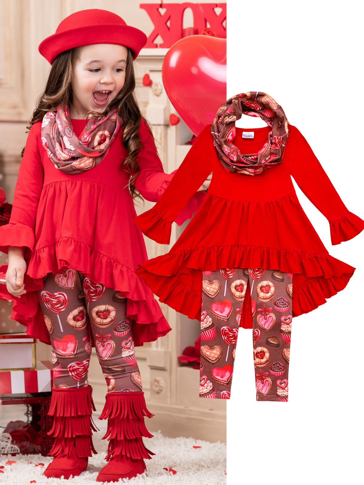 Sweetest Treat Tunic, Scarf And Legging Set