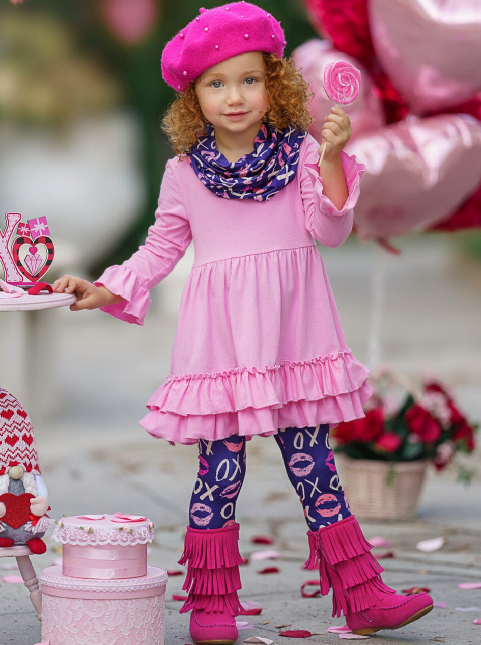 Valentine Kisses Tunic, Scarf And Legging Set