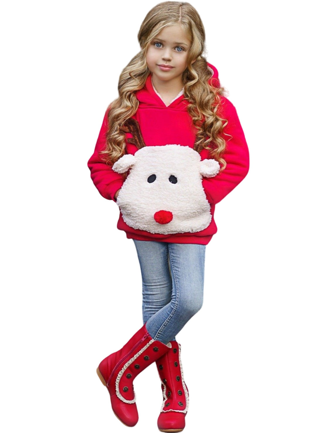 Warm And Cozy Fleece Lined Reindeer Hoodie