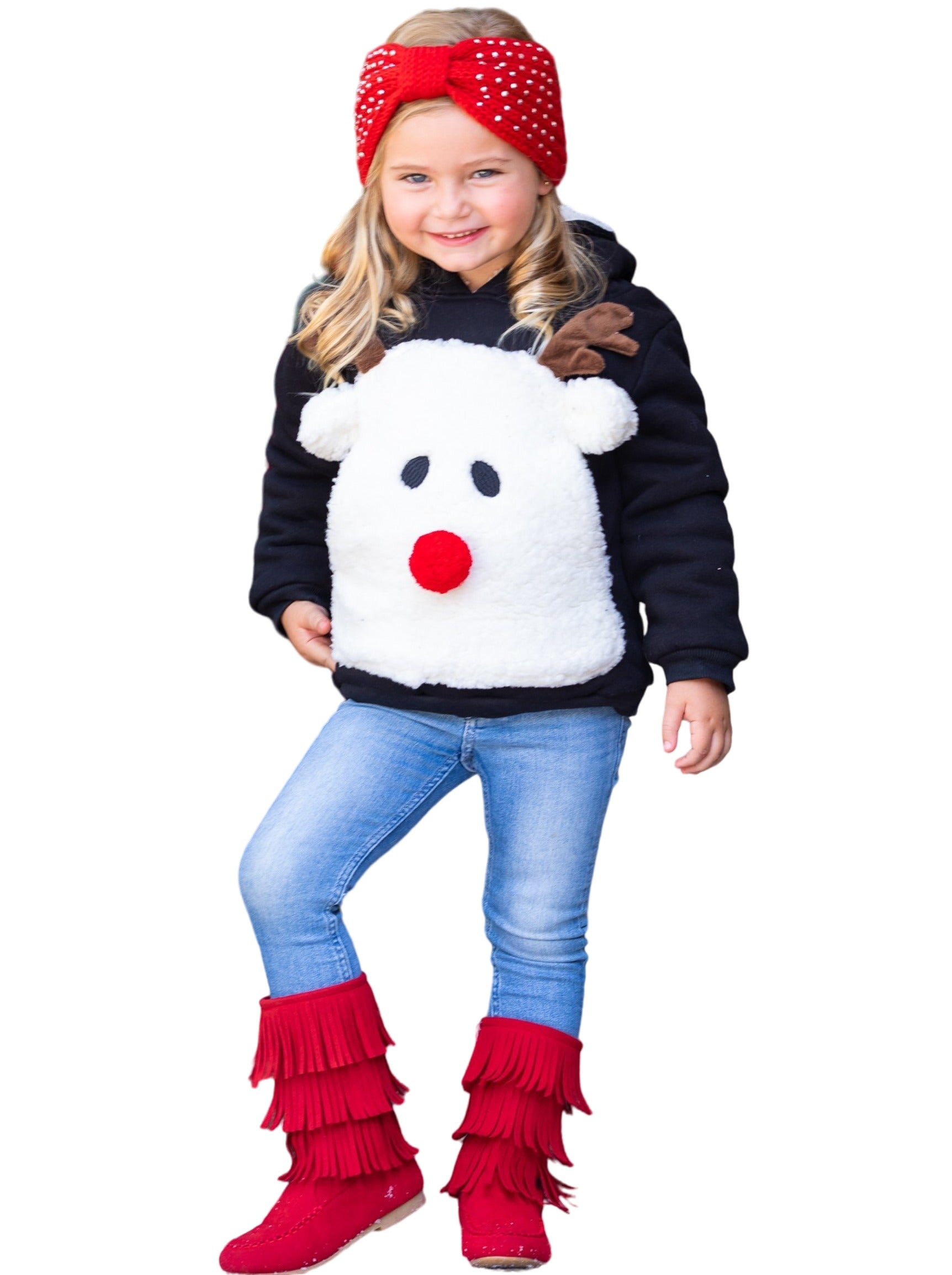 Warm And Cozy Fleece Lined Reindeer Hoodie