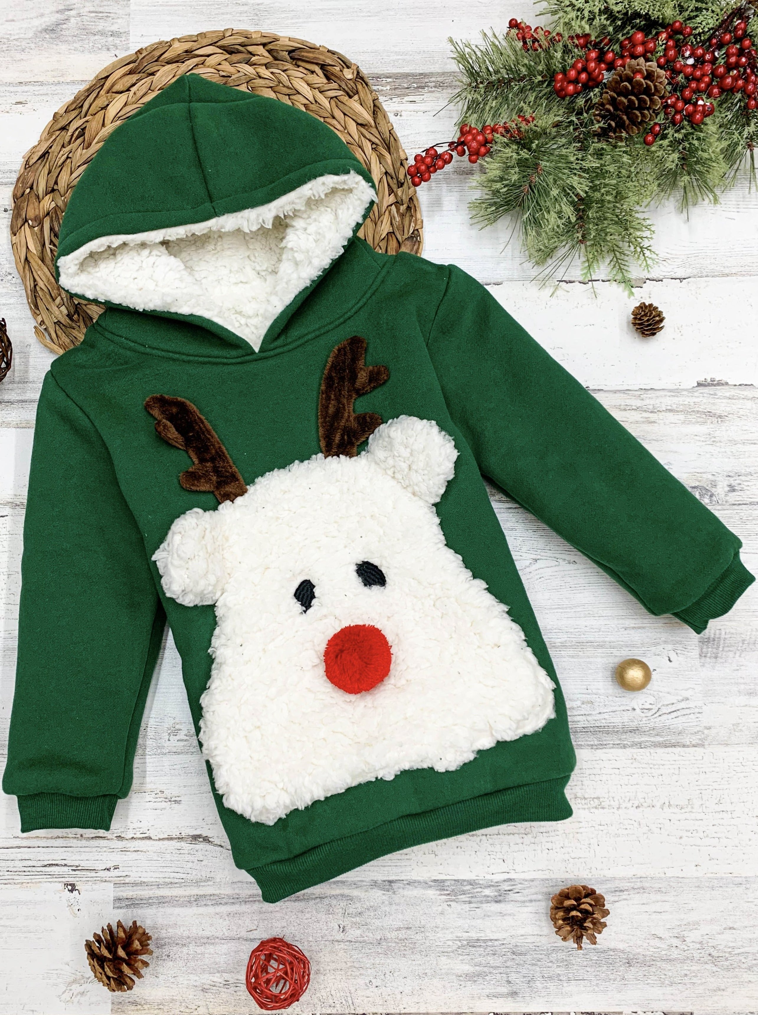 Warm And Cozy Fleece Lined Reindeer Hoodie