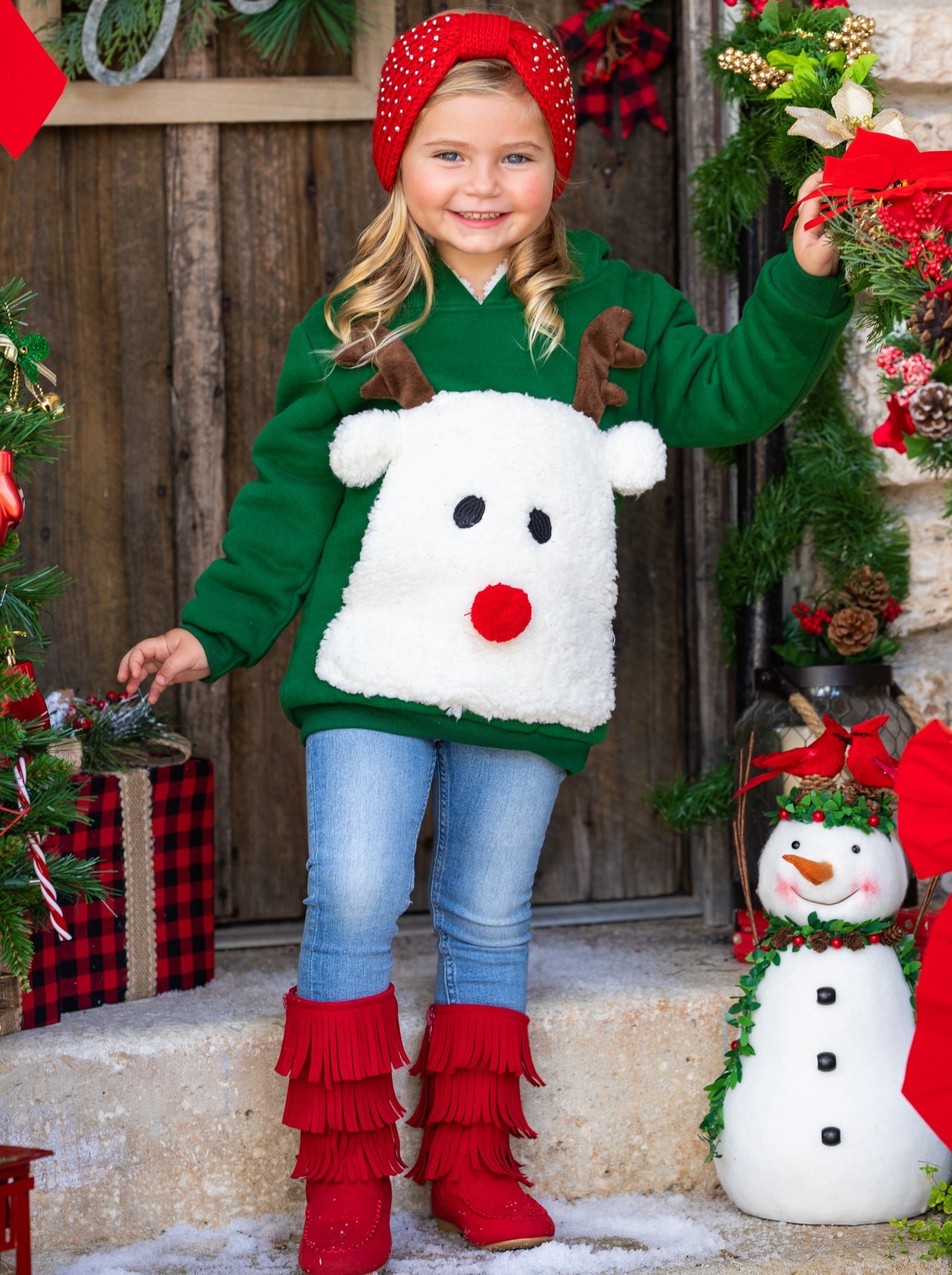 Warm And Cozy Fleece Lined Reindeer Hoodie