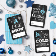 Blue And White Chalkboard Christmas Gift Tags