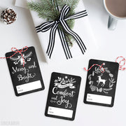 Black And White Chalkboard Christmas Gift Tags