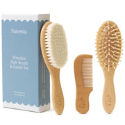 Wooden Baby Hair Brush Set (3 Piece)