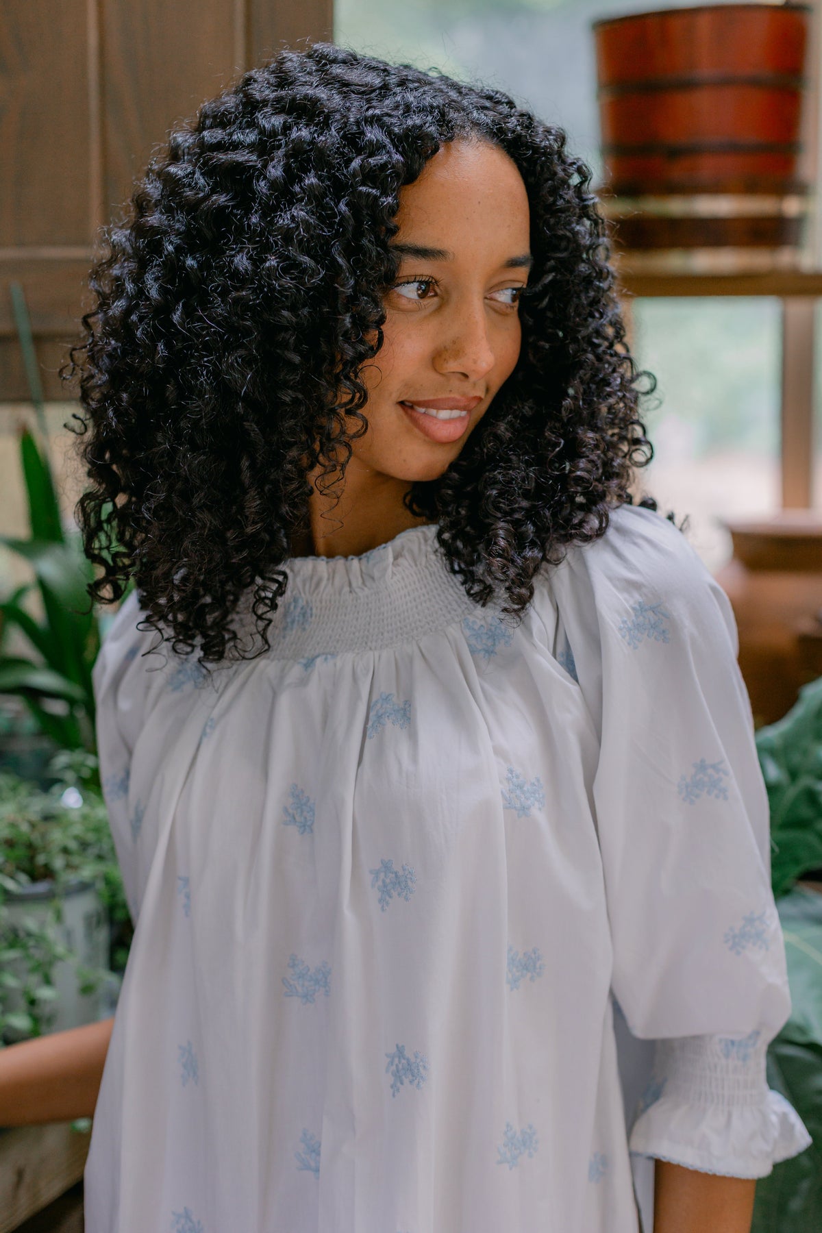 Nancy Cotton Embroidered Long Sleeve Nightgown