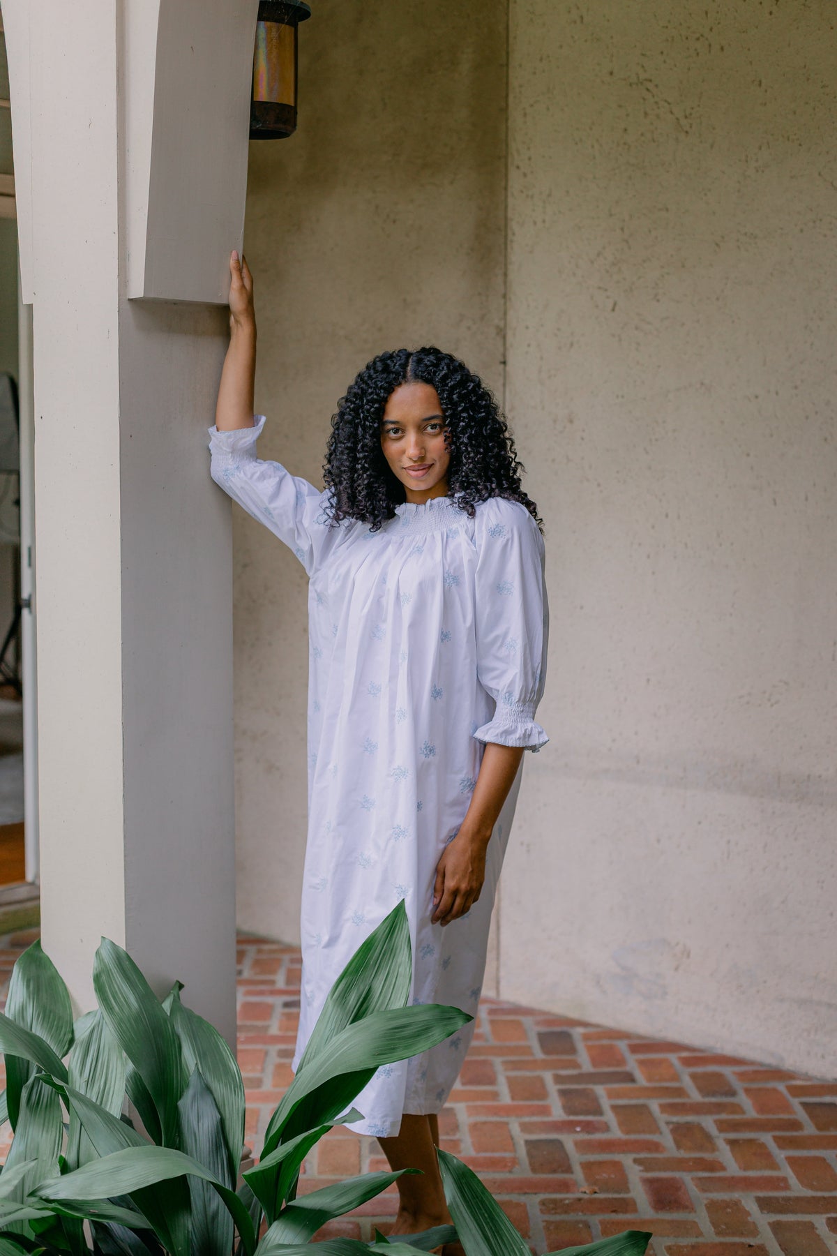 Nancy Cotton Embroidered Long Sleeve Nightgown