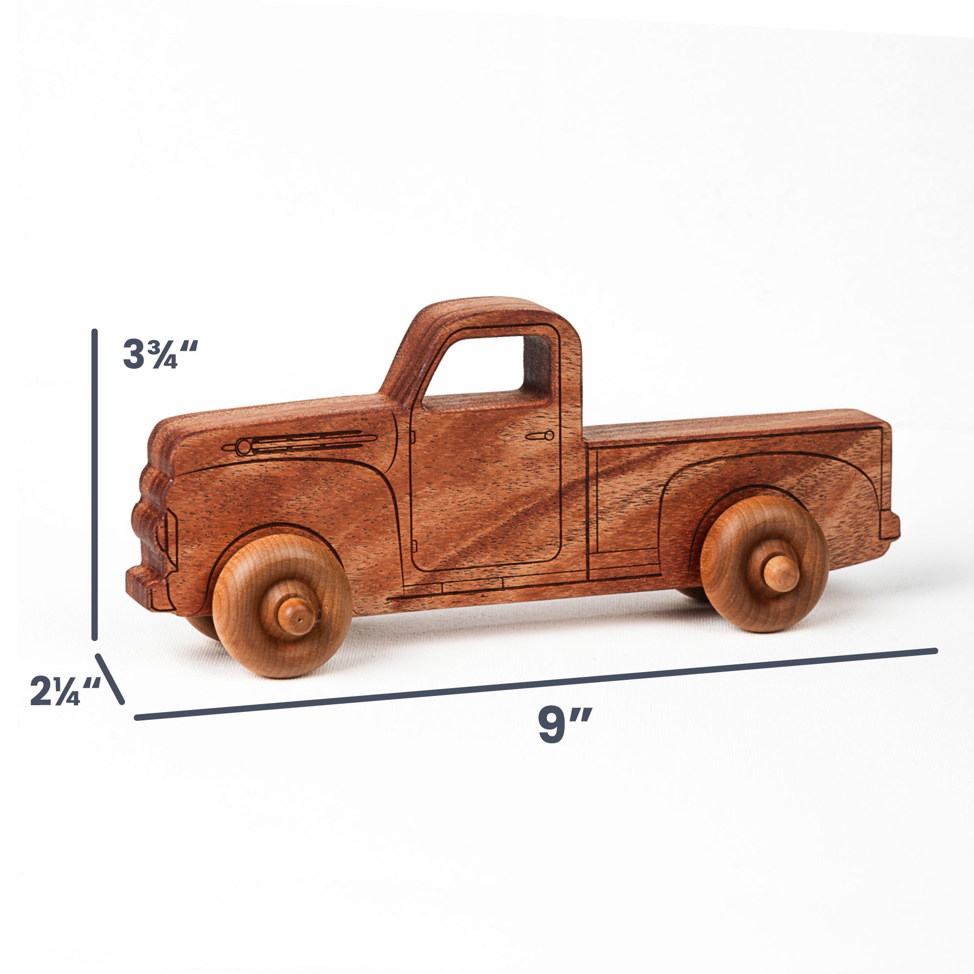 Montessori Educational Natural Wooden Pickup Truck For Toddlers 1–3 | Eco-friendly Mahogany Wood Toy | Made In The Usa 🇺🇸