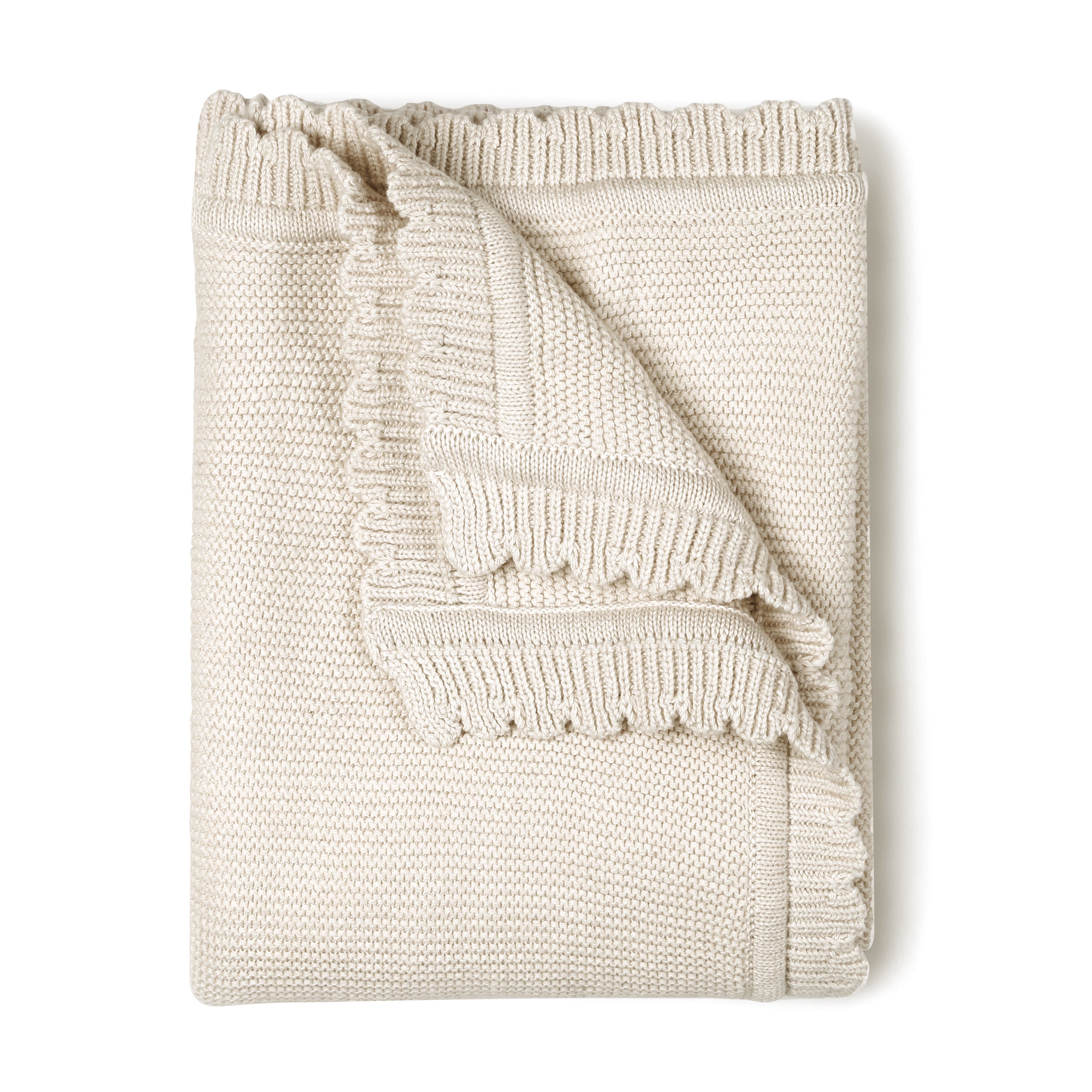 Organic Cotton Scalloped Baby Blanket - Vanilla Natural