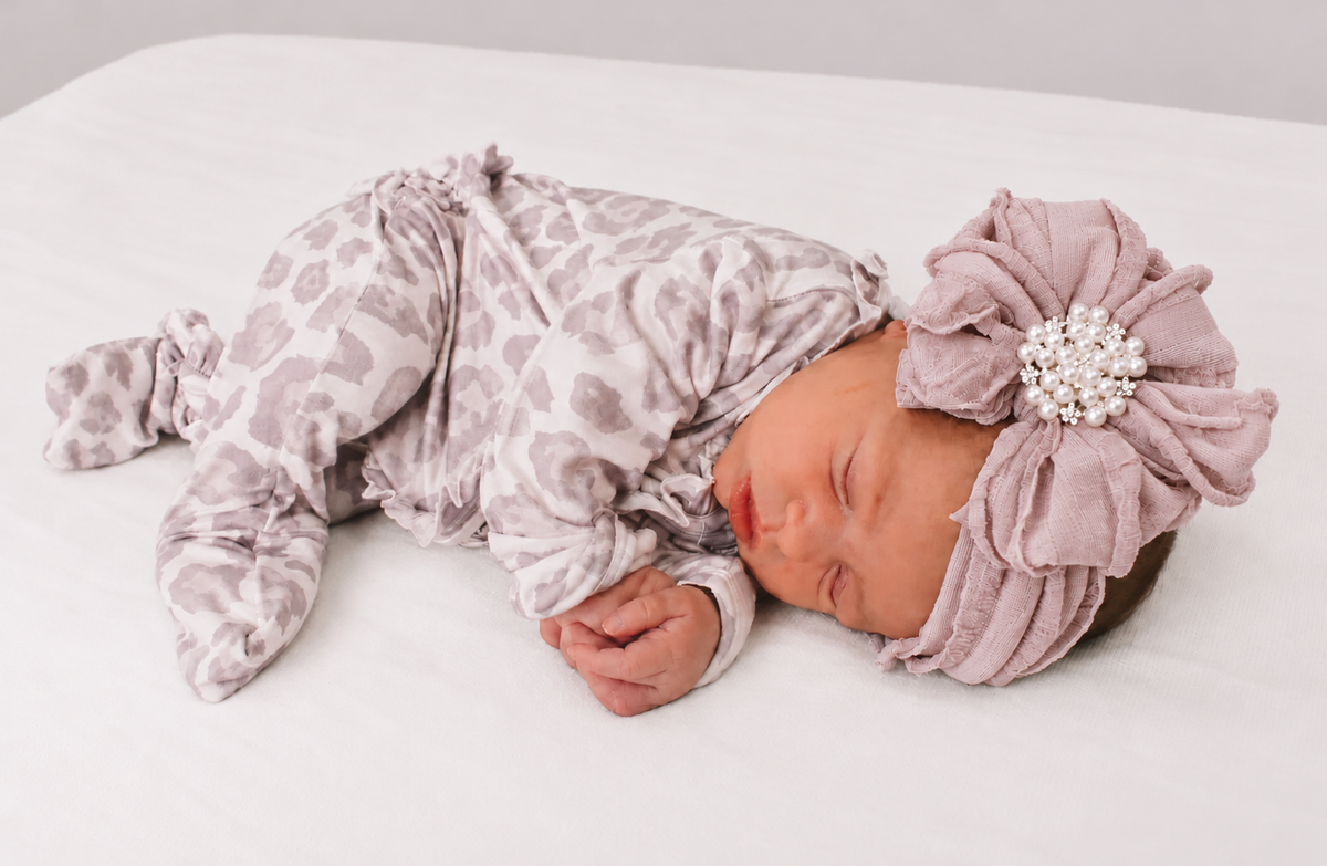Natural Leopard Convertible Bamboo Footie