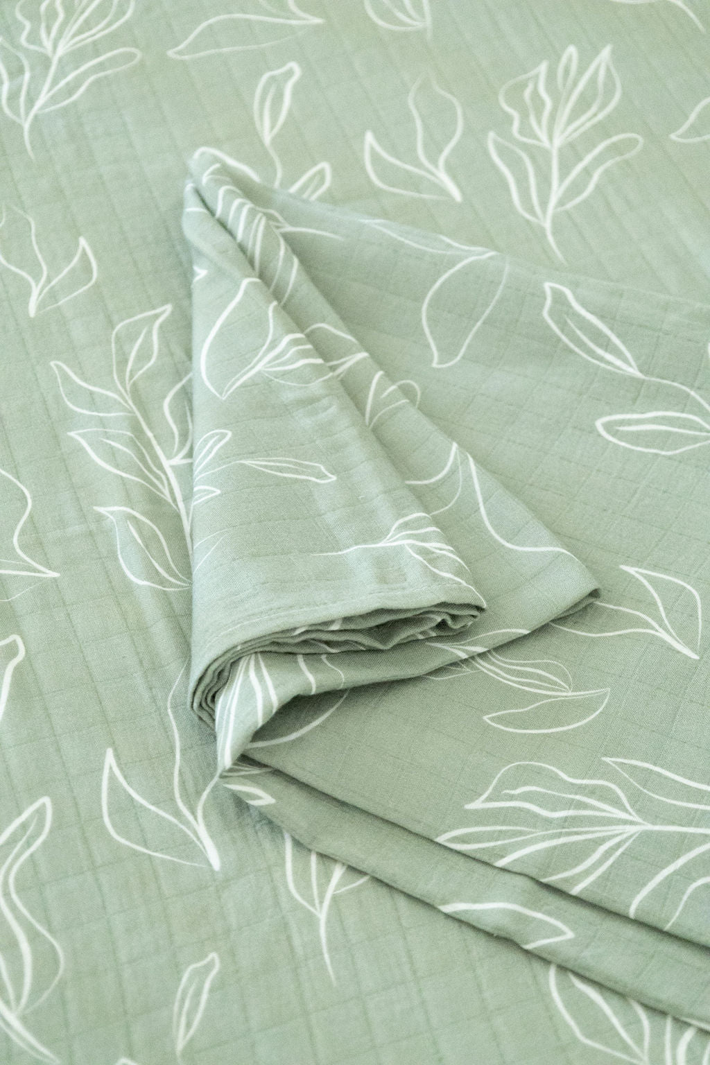 Organic Bamboo Cotton Muslin Swaddle Blanket In Natural Oasis Willow