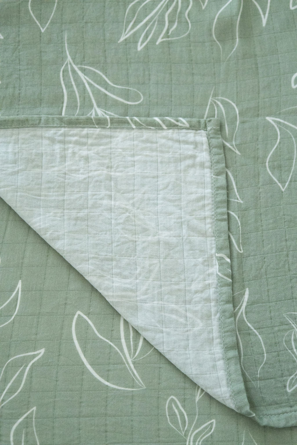 Organic Bamboo Cotton Muslin Swaddle Blanket In Natural Oasis Willow