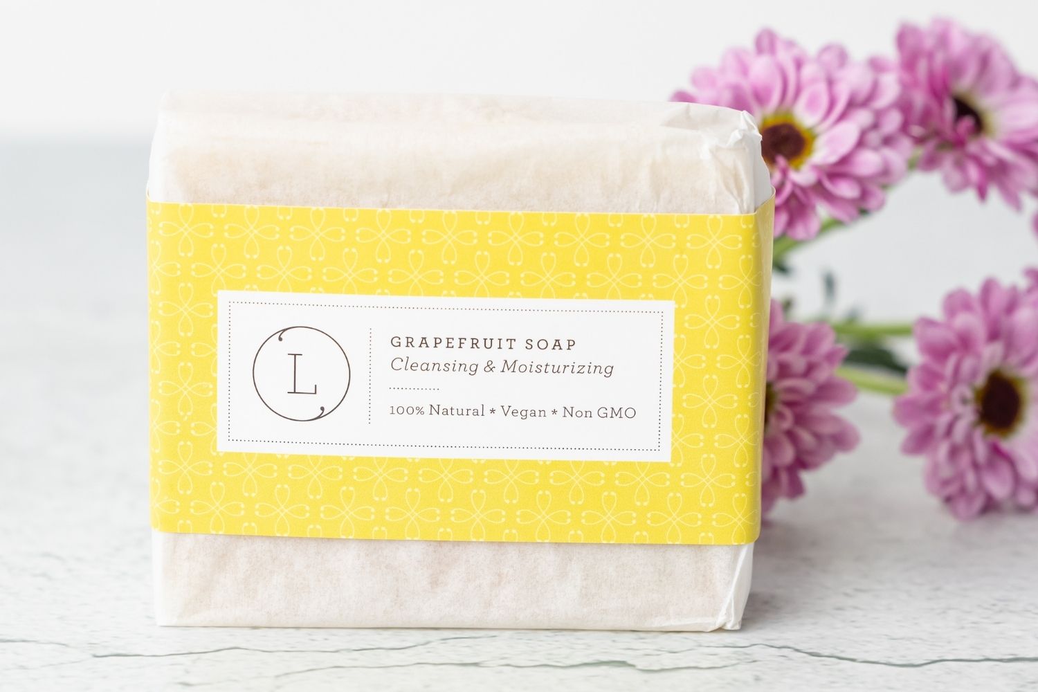 2x Natural Handmade Soap Bar, Pink Grapefruit Soap