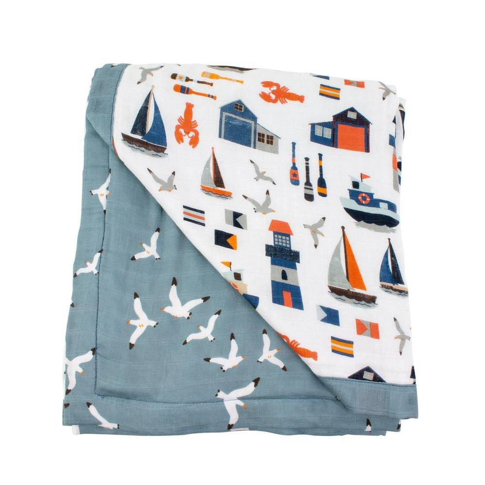 Nautical + Seagulls Oh So Soft Snuggle Blanket