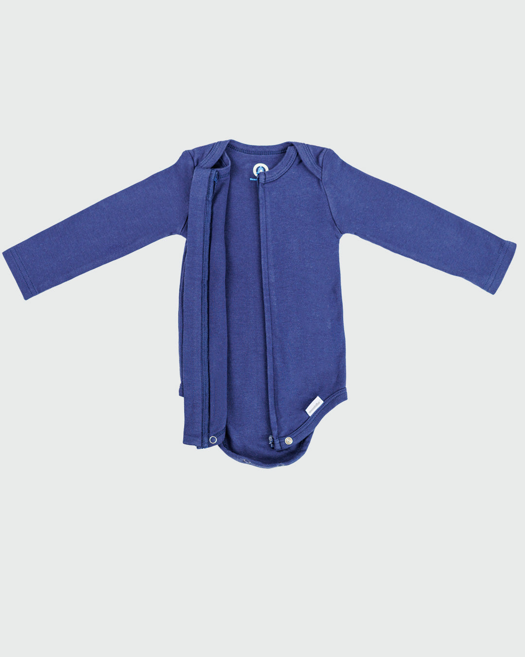Long Sleeve Zipper Bodysuit In Navy, 0-3m