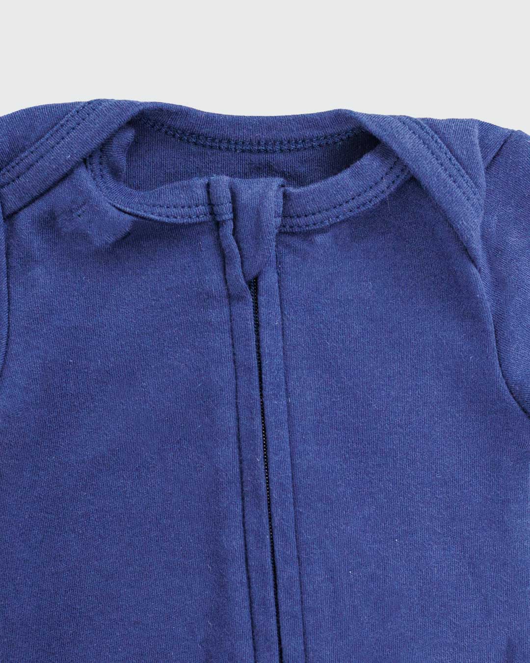 Short Sleeve Zipper Bodysuit In Navy, 0-3m