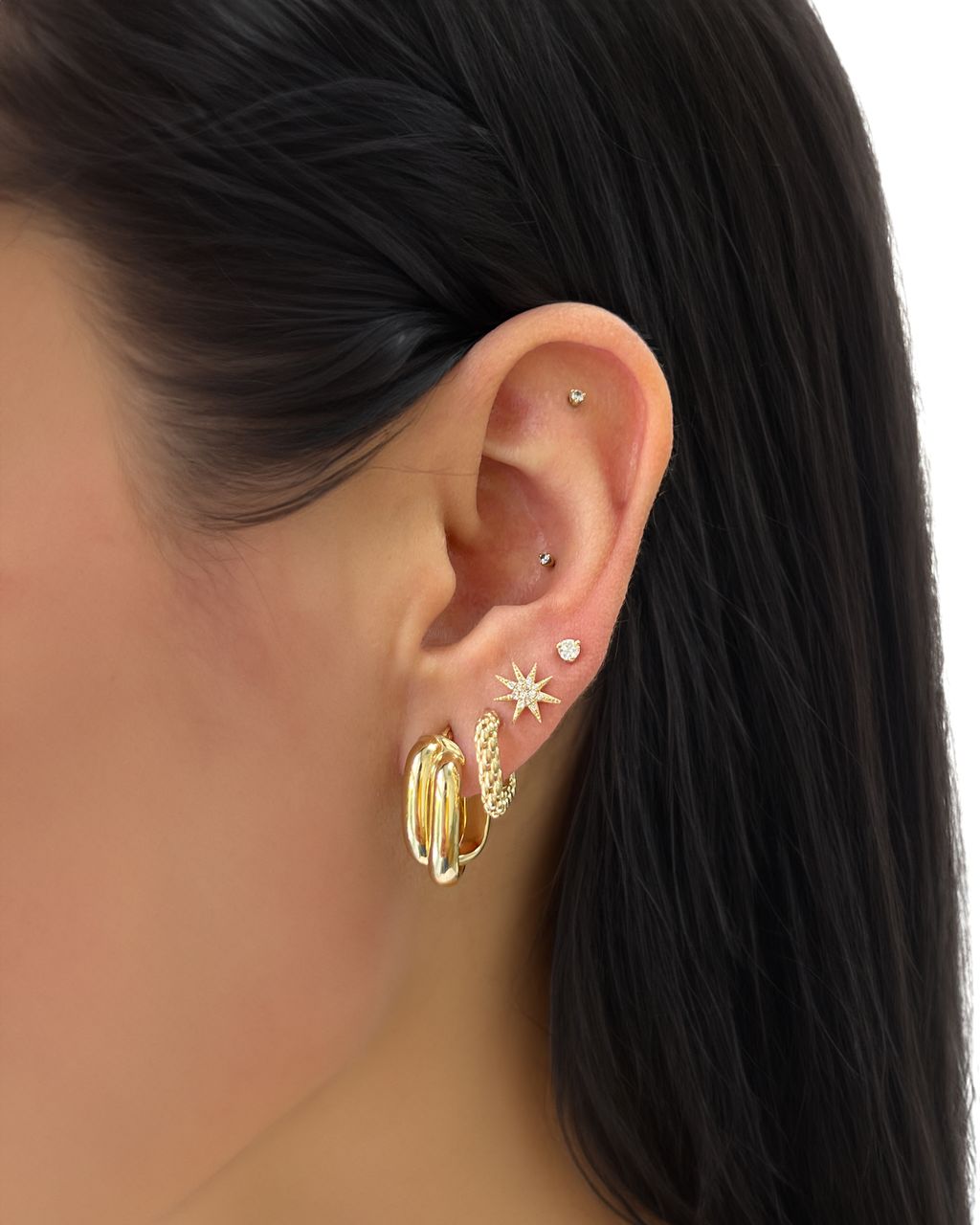 14k Gold Double Twist Oval Hoop Earrings