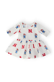 Nebraska White Herbie Husker 3/4 Sleeve Twirl Bodysuit