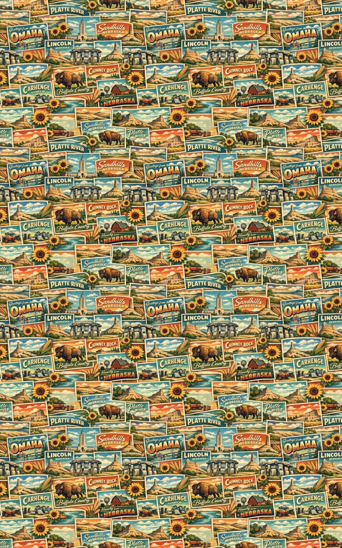 Nebraska Postcard Memories Wrapping Paper