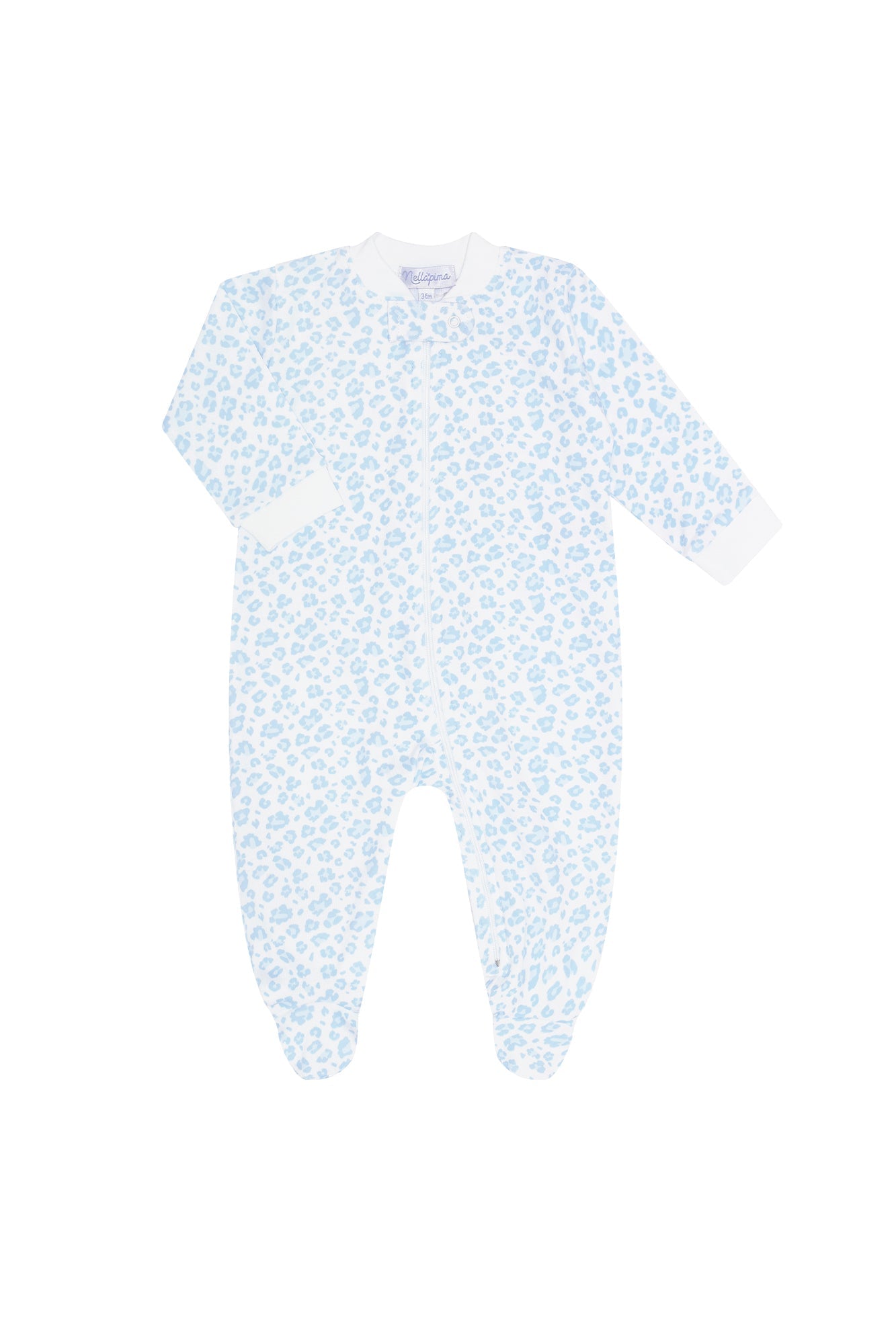 Blue Cheetah Print Zipper Footie