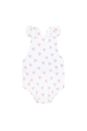 Pink Heart Print Ruffle Bubble