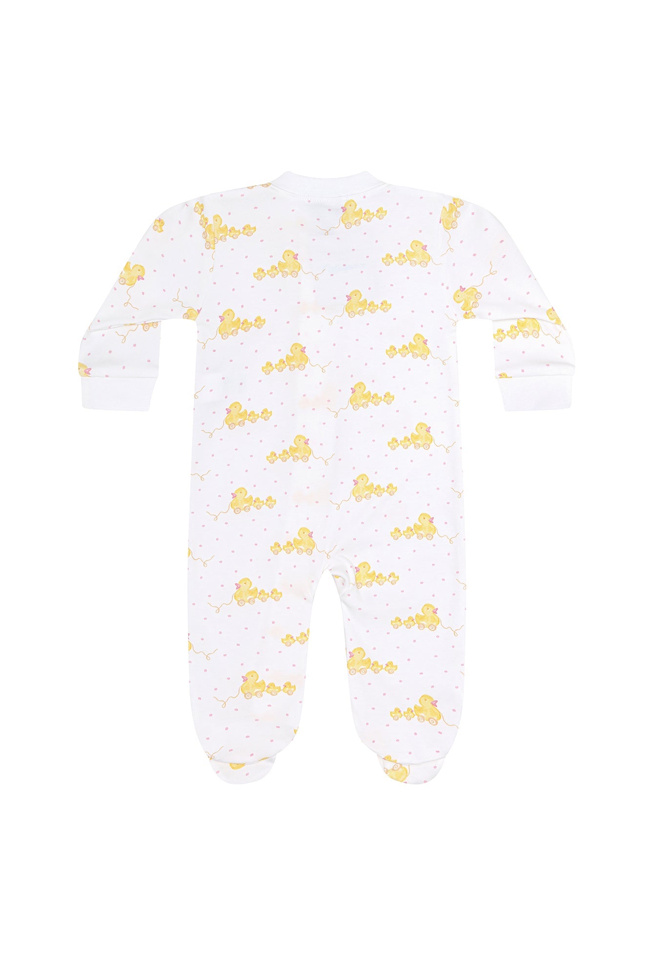 Pink Ducks Print Zipper Footie