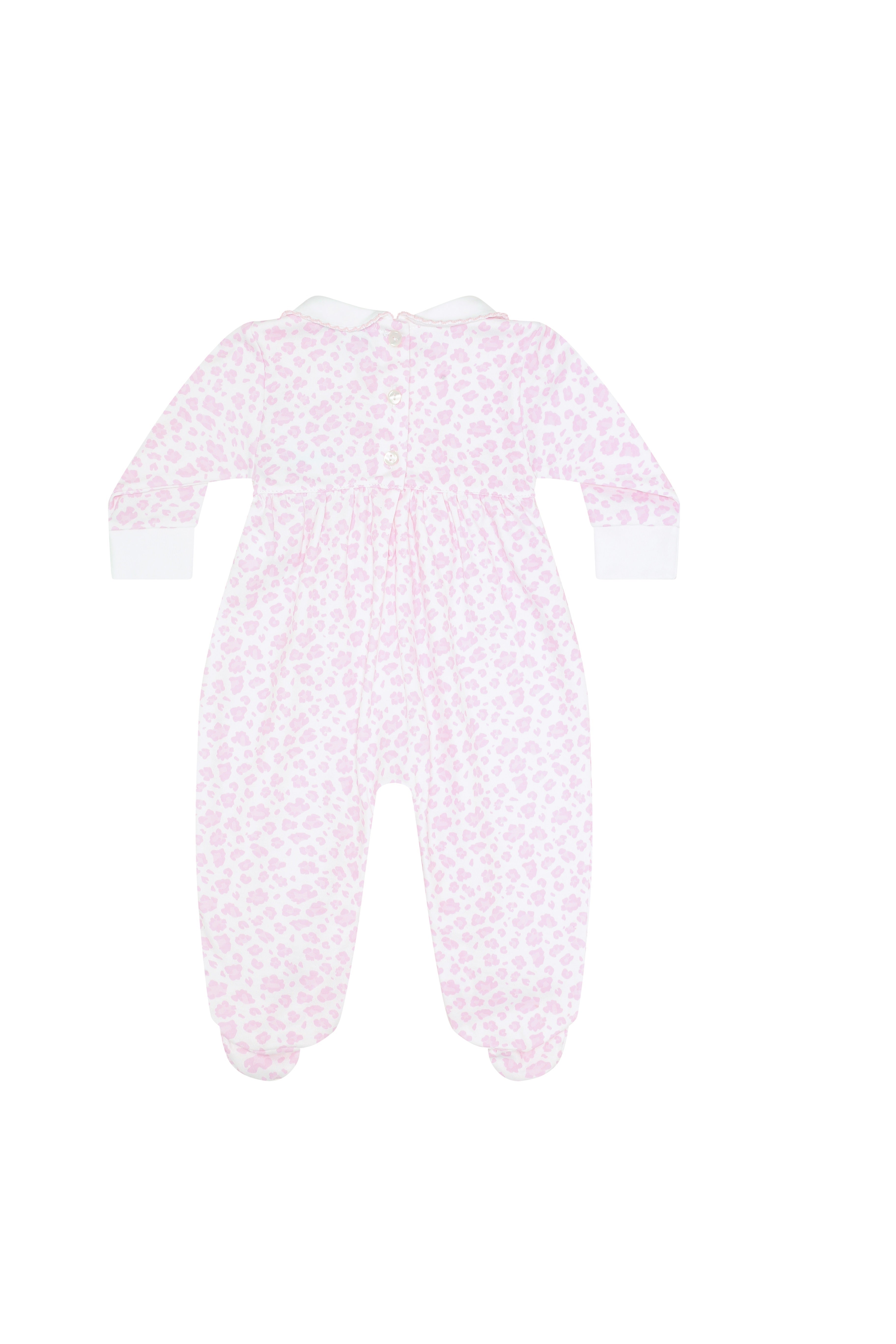 Pink Cheetah Print Smocked Footie