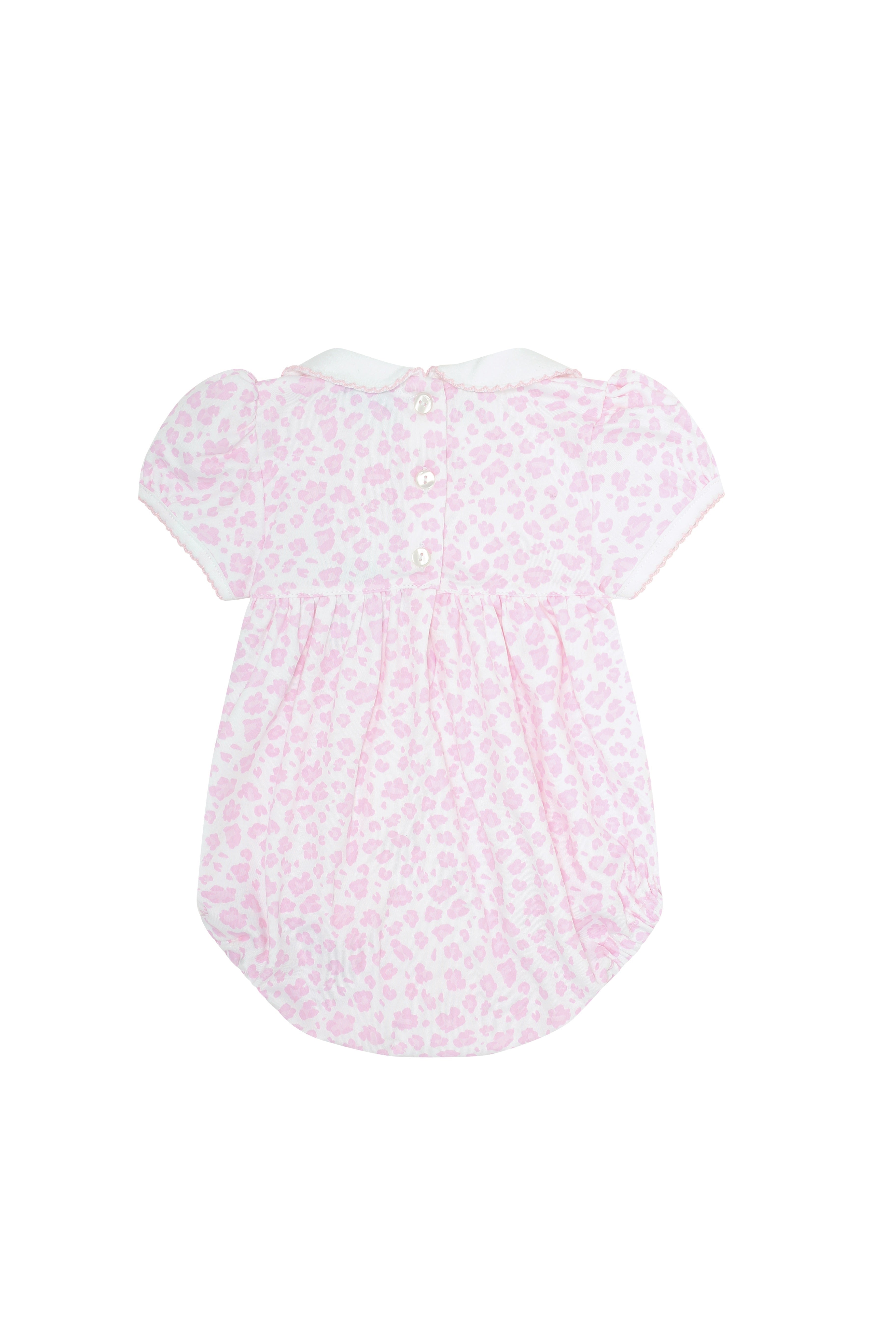 Pink Cheetah Print Smocked Bubble