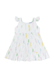 Spirals Print Ruffle Dress