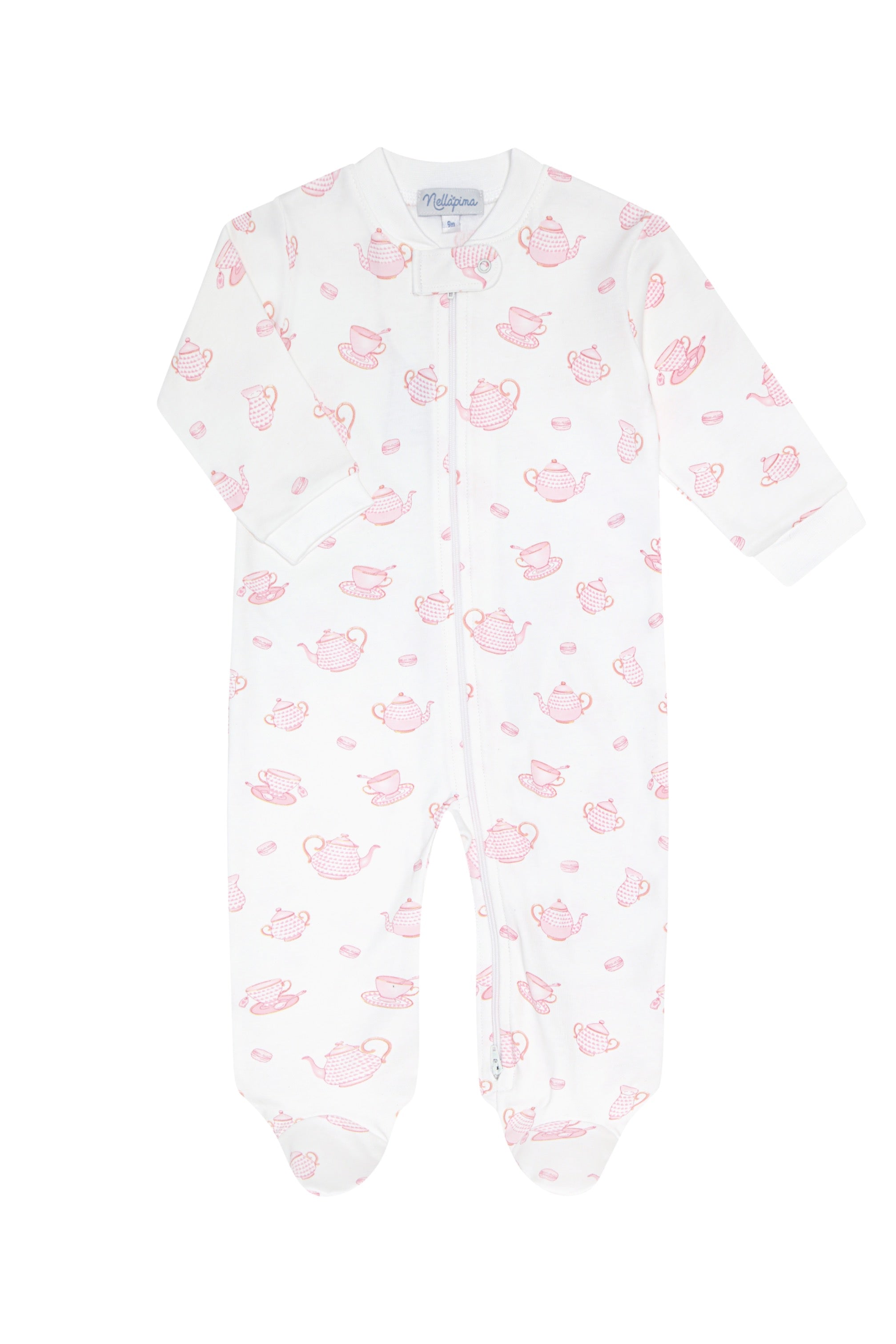 Petite Tea Time Zipper Footie
