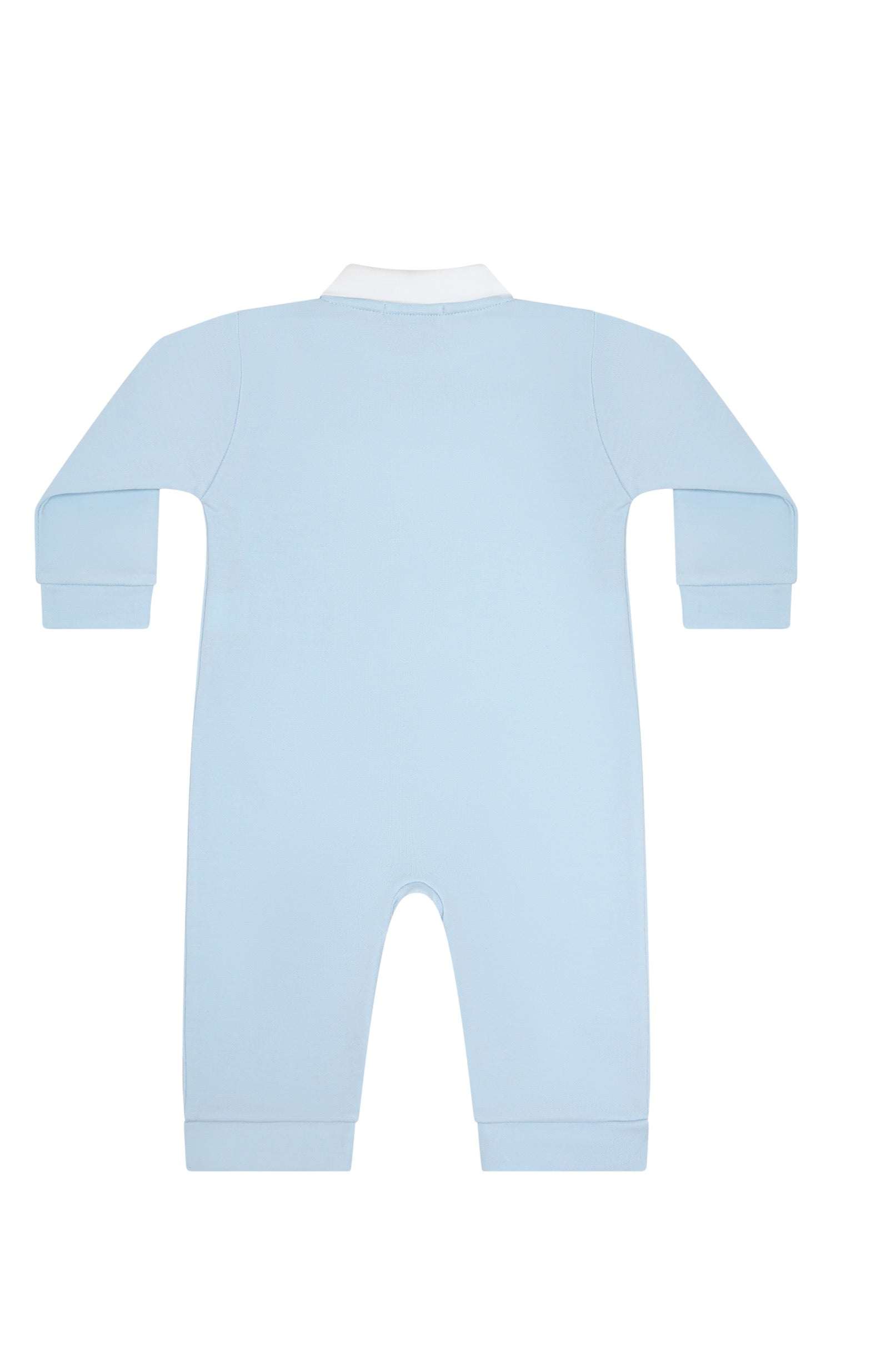 Blue Puppy Love Embroidery Romper Ls