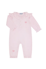 Charming Bows Embroidery Romper Ls