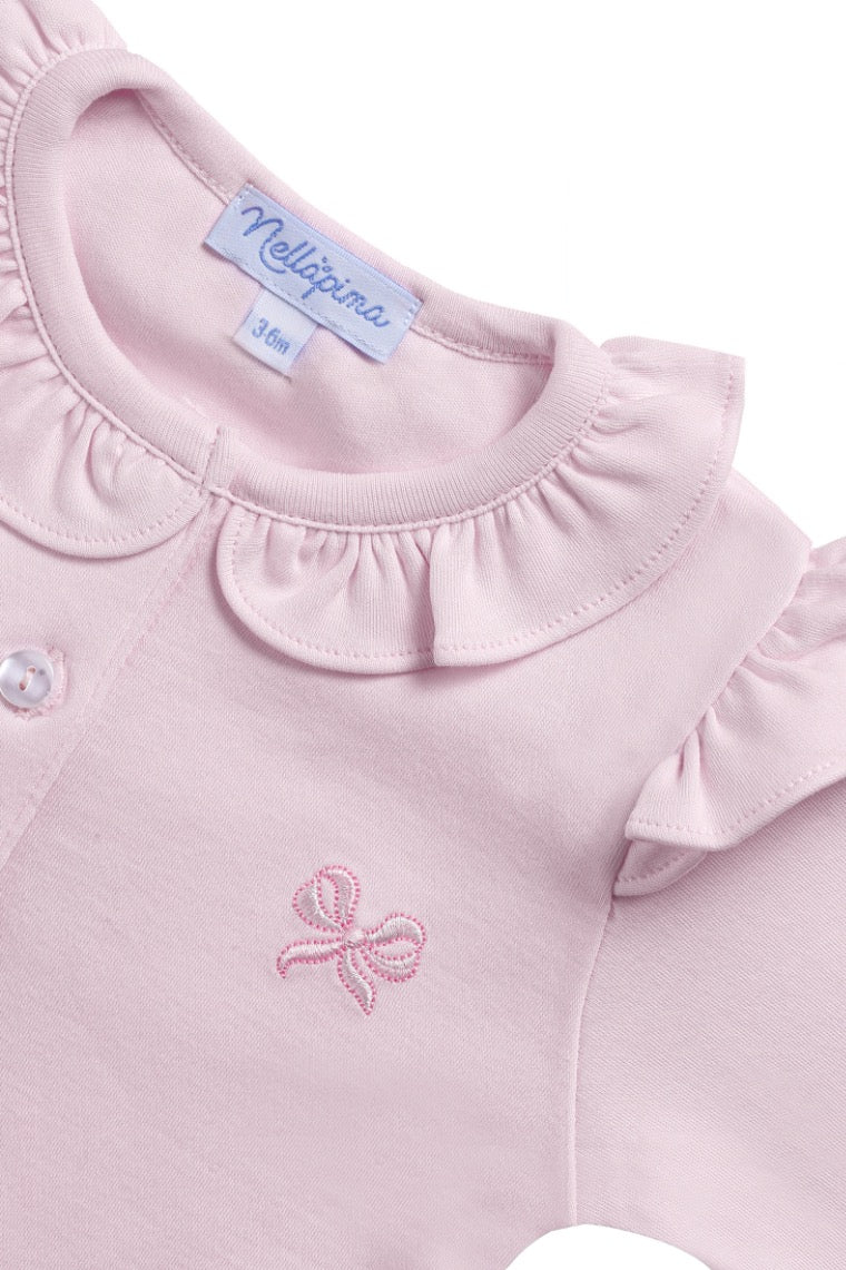 Charming Bows Embroidery Romper Ls