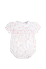 Charming Bows Print Smocked Bubble