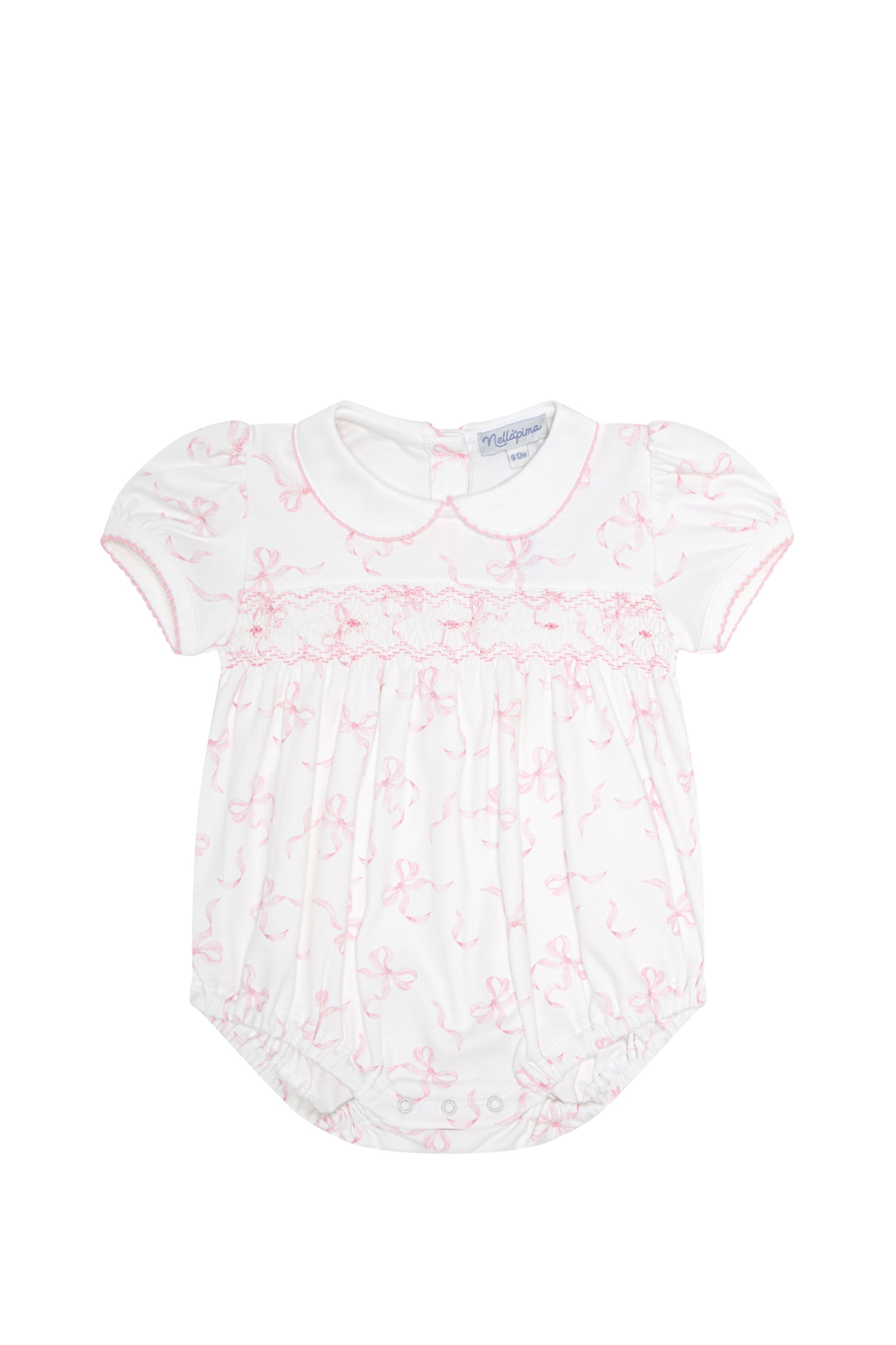 Charming Bows Print Smocked Bubble