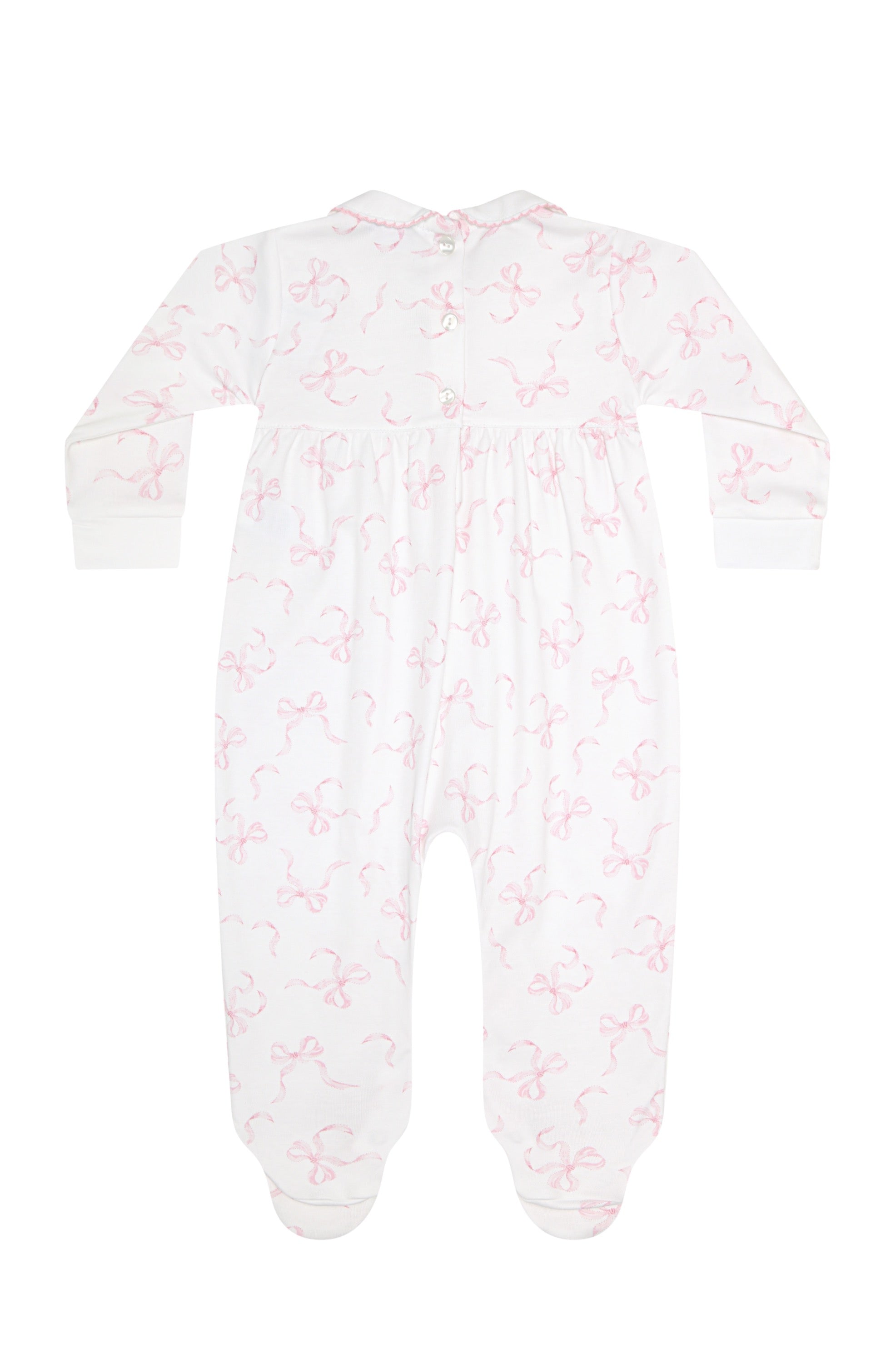 Charming Bows Print Smocked Footie