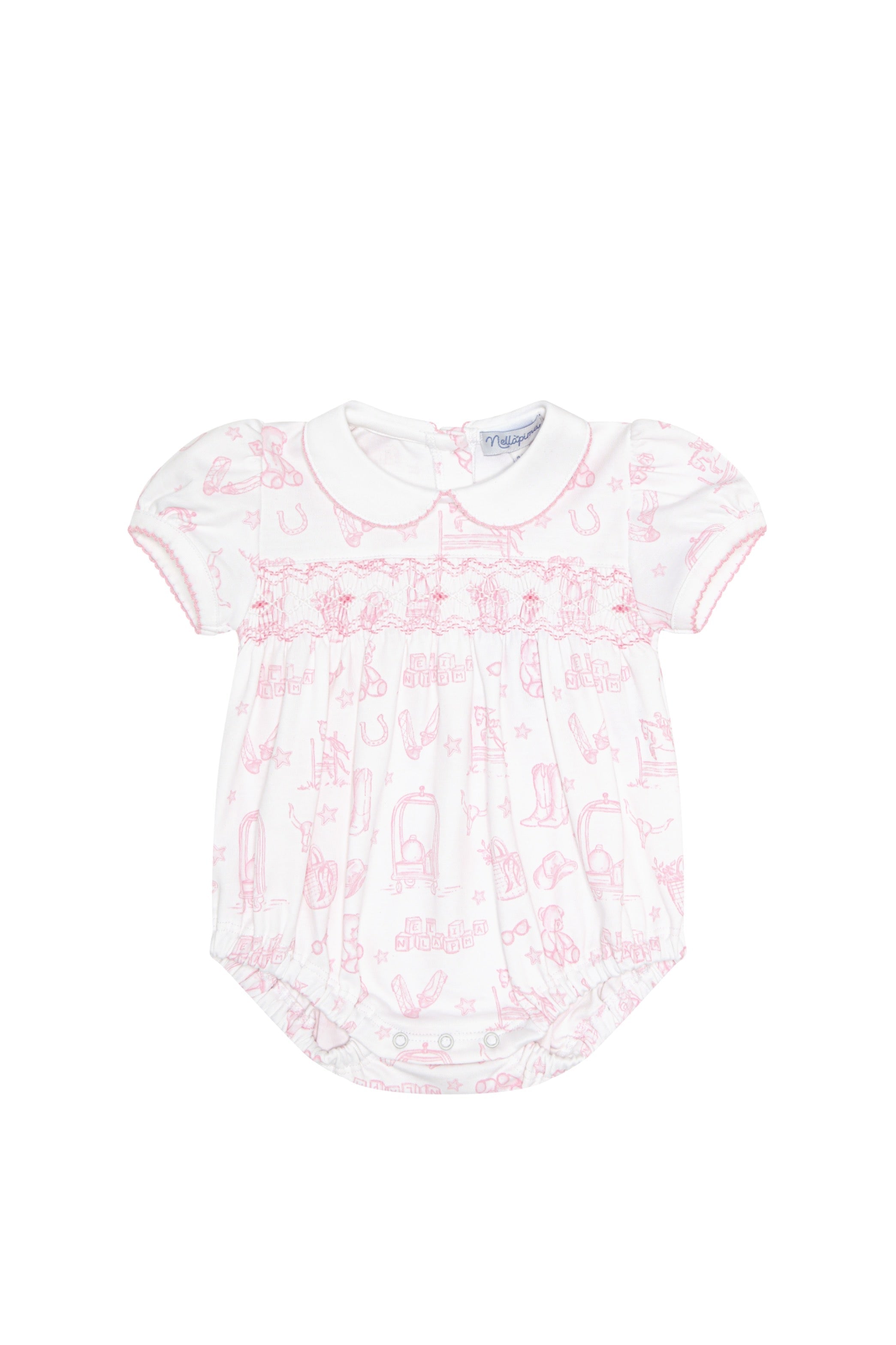 Pink Lone Star Toile Smocked Bubble