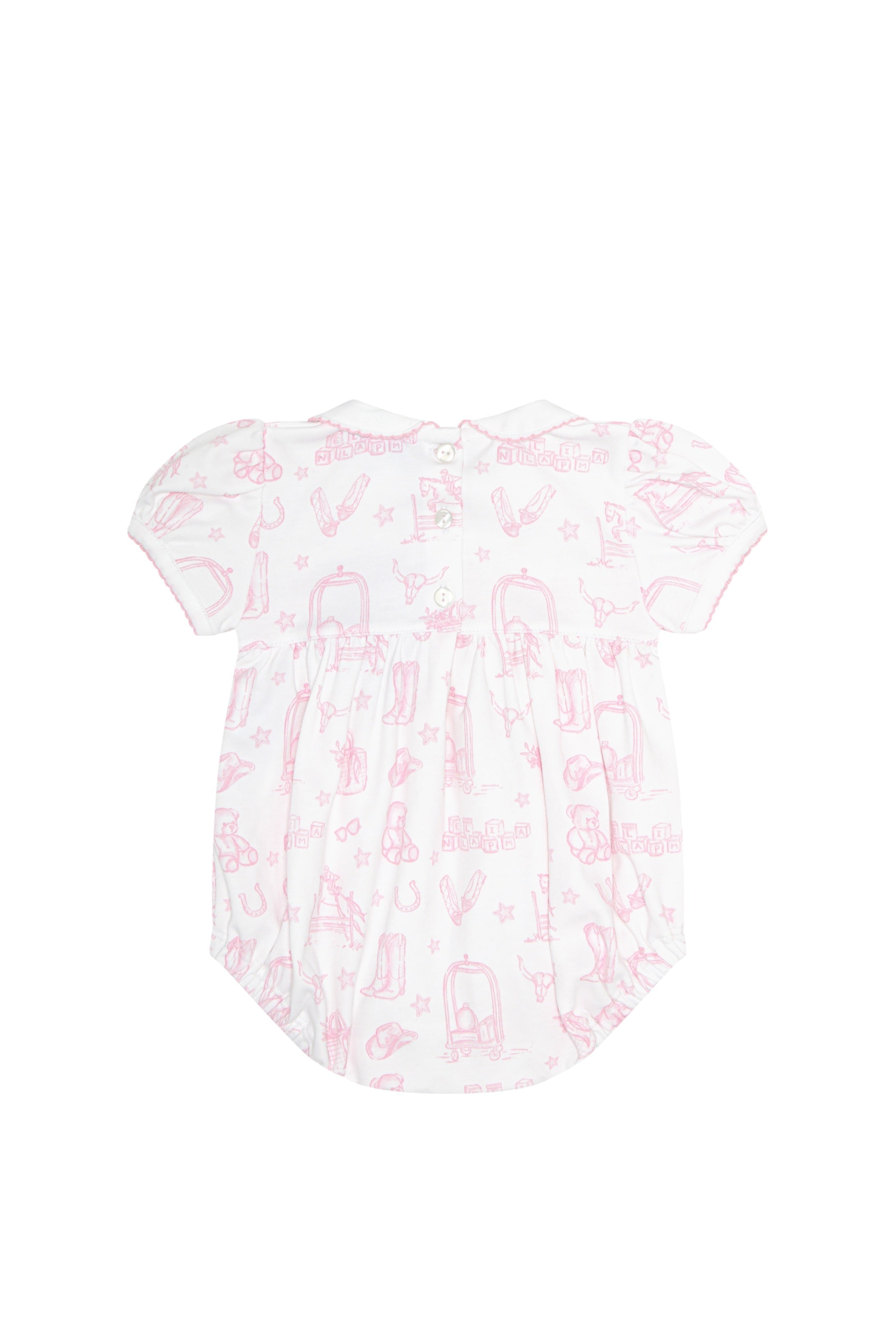 Pink Lone Star Toile Smocked Bubble