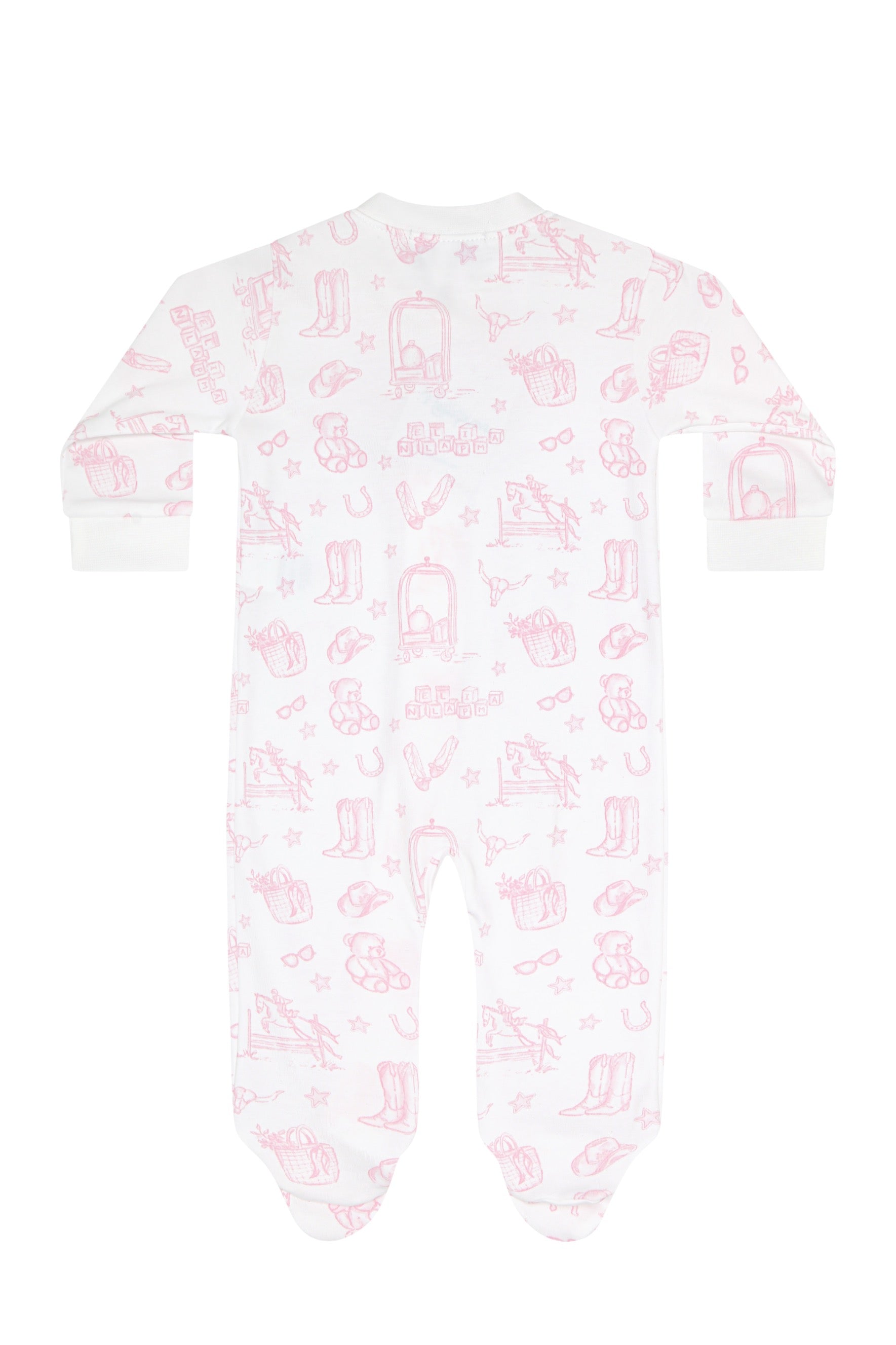 Pink Lone Star Toile Zipper Footie
