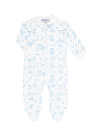 Blue Lone Star Toile Zipper Footie
