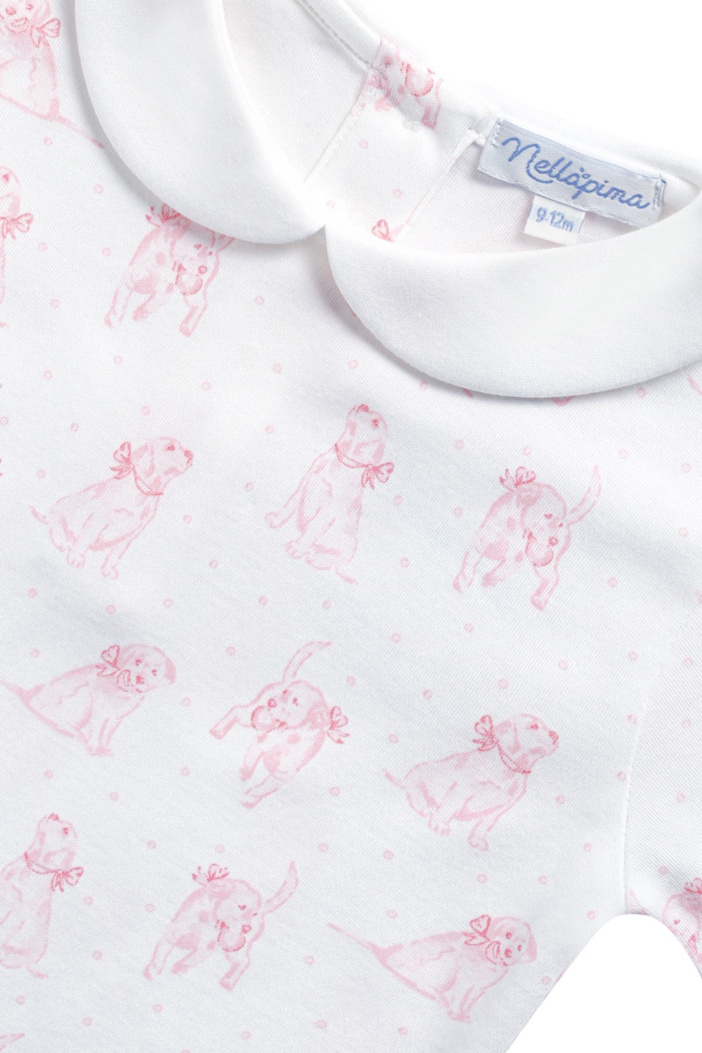 Pink Puppy Love Print Romper Long Sleeve