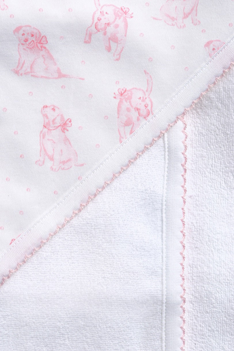 Pink Puppy Love Print Towel