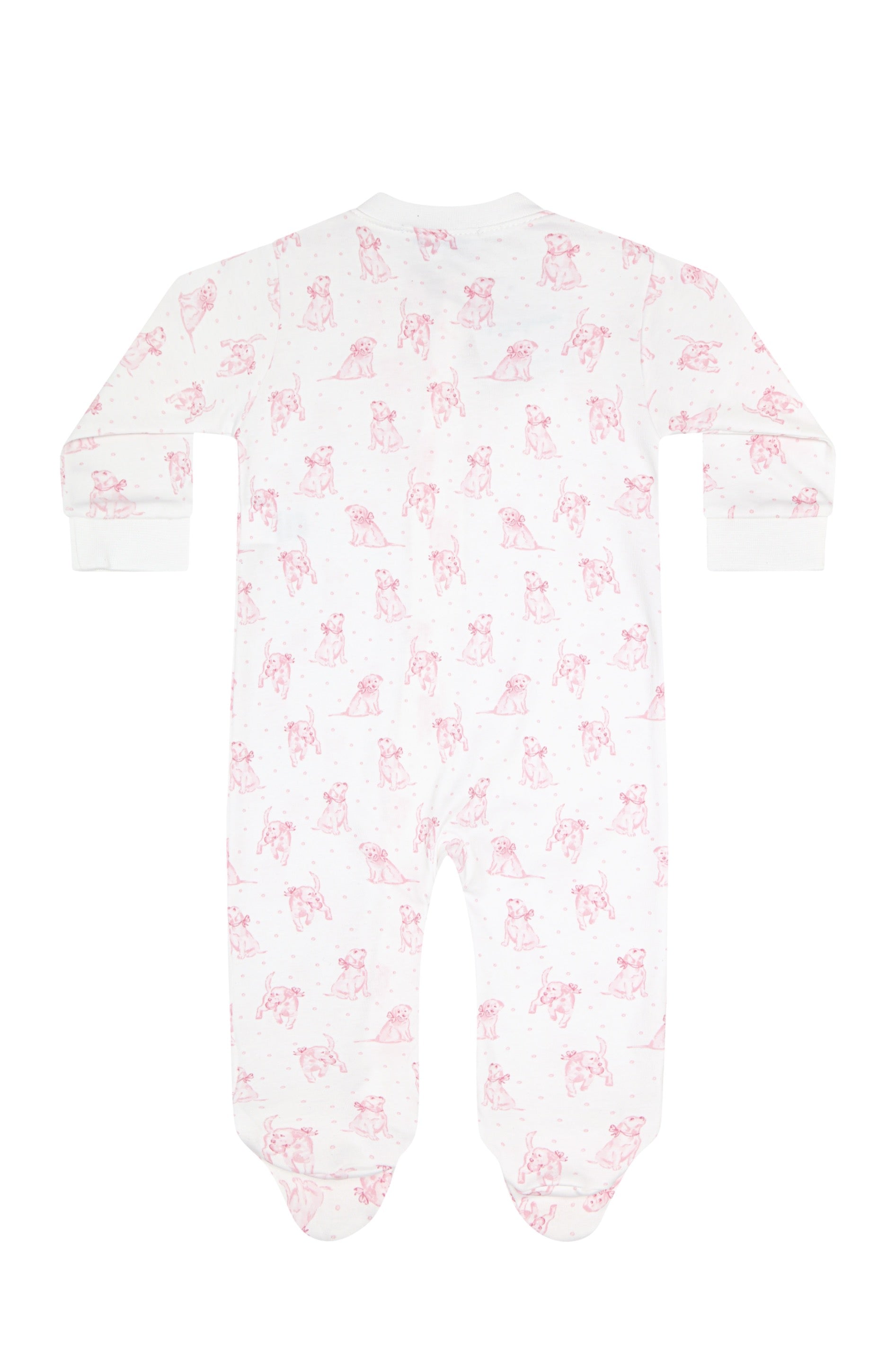 Pink Puppy Love Print Zipper Footie