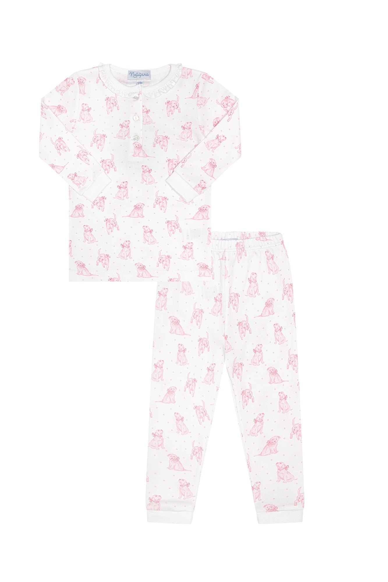 Pink Puppy Love Print Pajamas