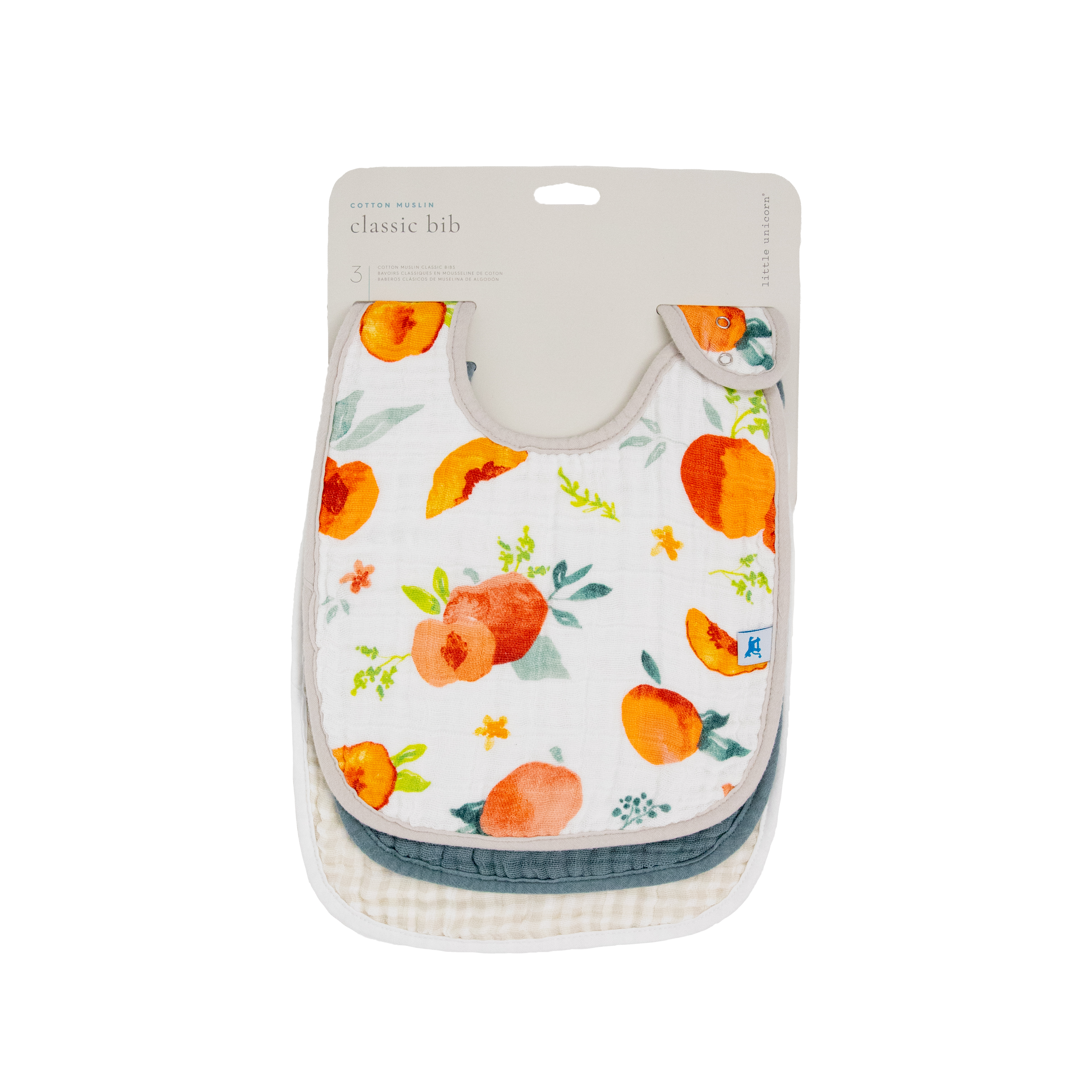 Cotton Muslin Classic Bib 3 Pack - Georgia Peach