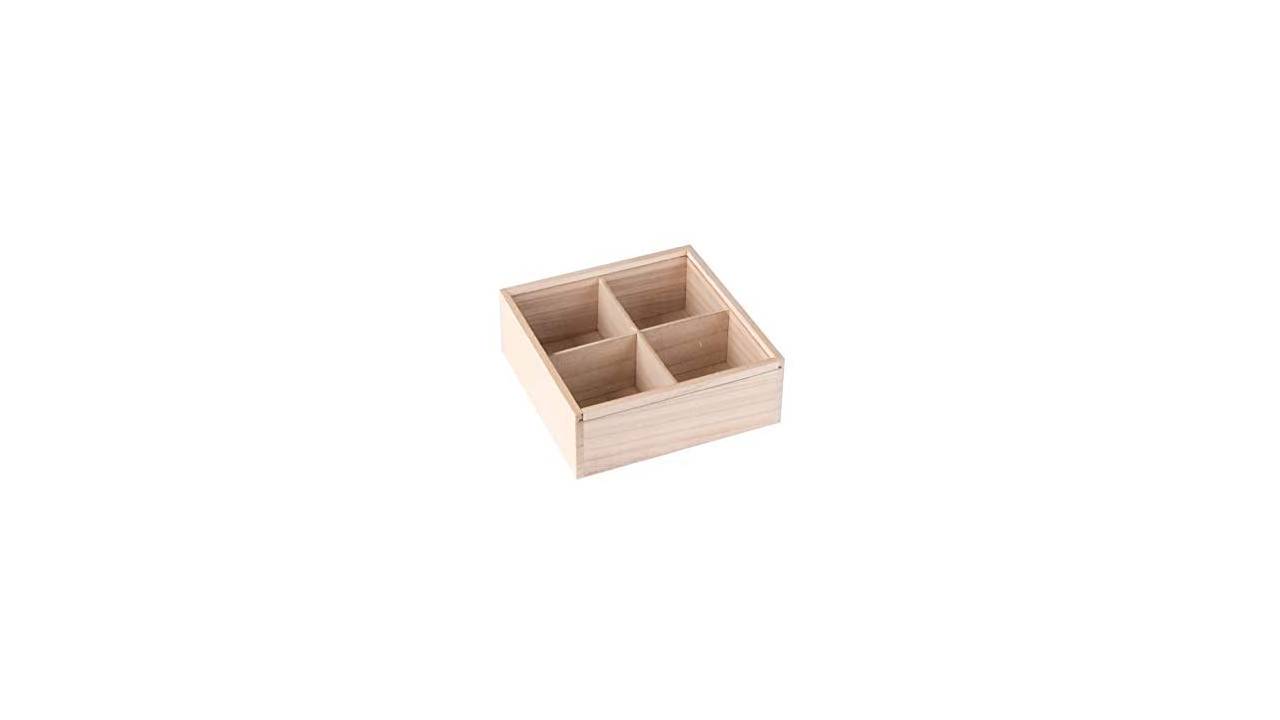 Four Sectional Wooden Box 8 Pack 6"x6"x2.5"