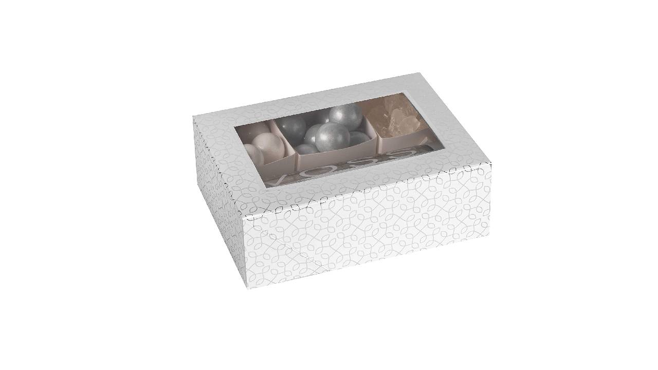 Window Box With Six Sections 7"x5"x2.5" Silver And White 12 Pack