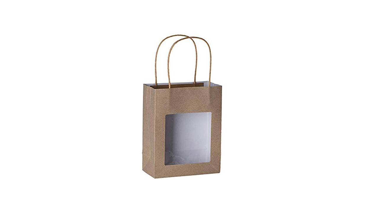 Brown Kraft Paper Bag With Window 20 Pack 7.75"x 6.25"x 3"