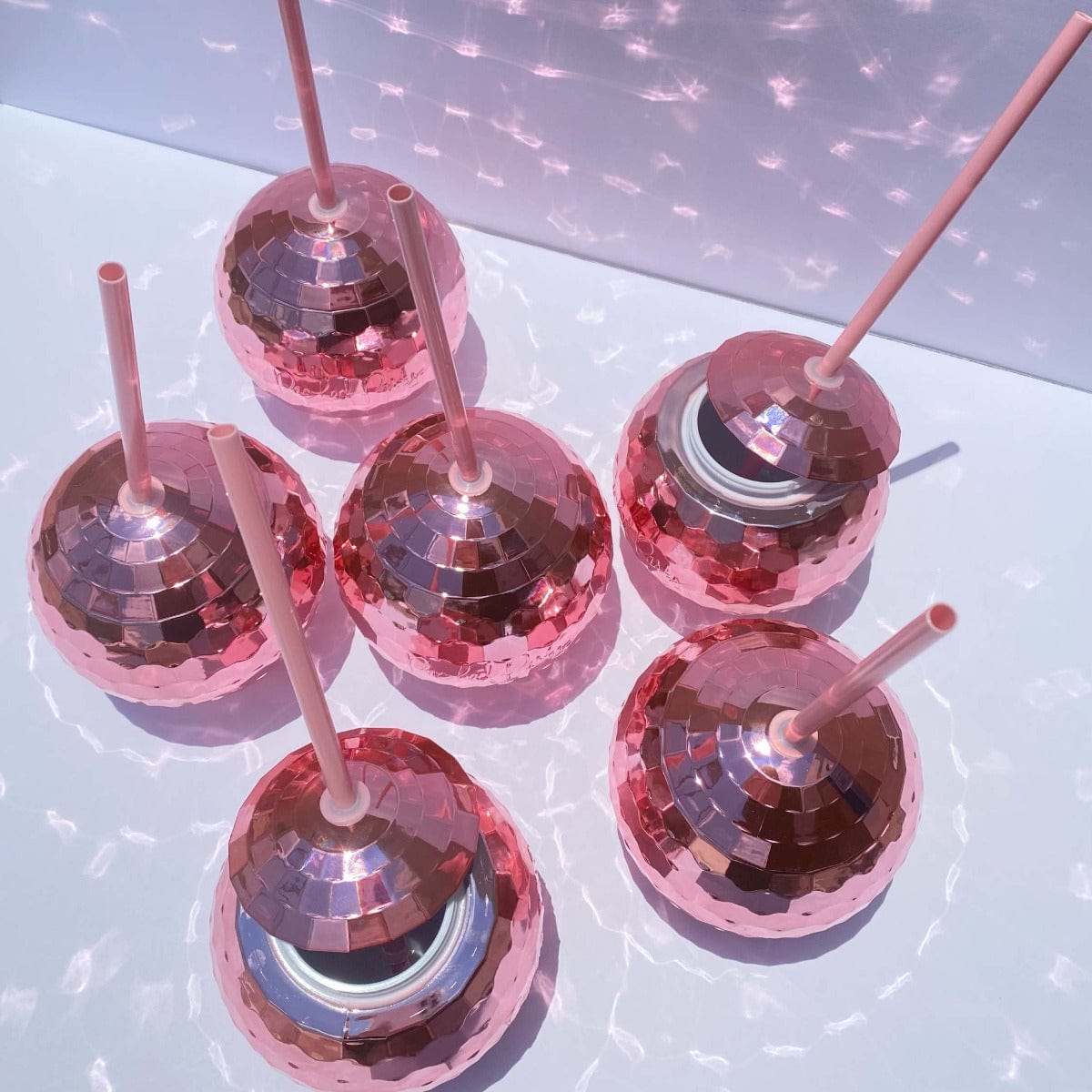 Pink Disco Ball Sipper Bundle (set Of 6)