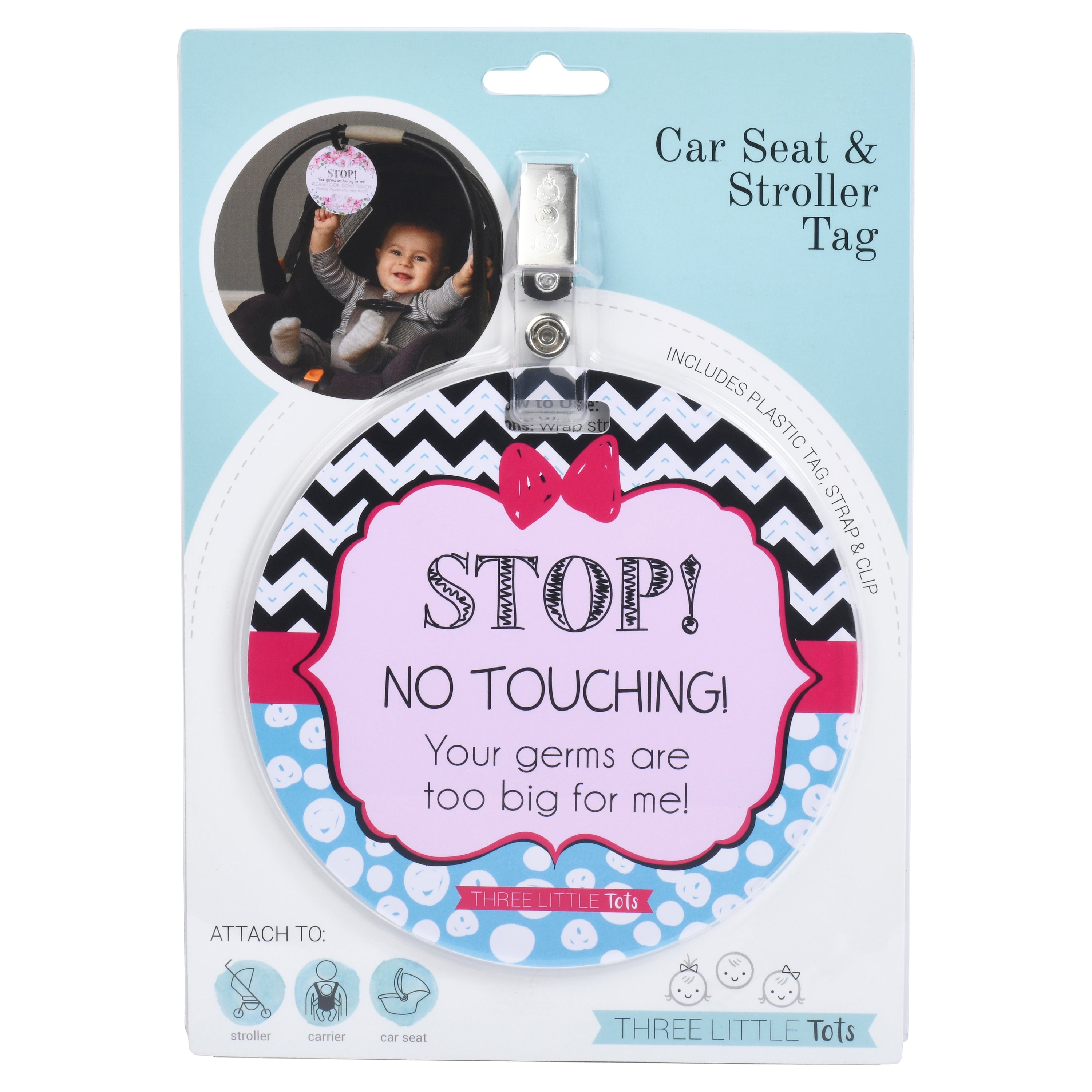 Girl Zig Zag Please Don't Touch My Baby Car Seat Sign Tag